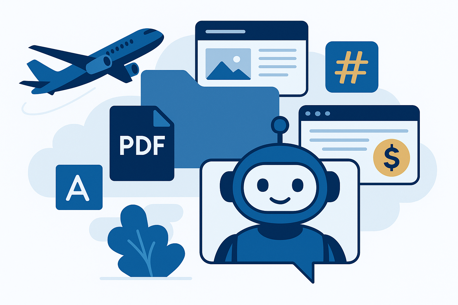 Robot with Folder and Airplane
